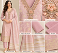 Zeravelle Blush Pink Banarasi Silk Embroidered Churidar Set